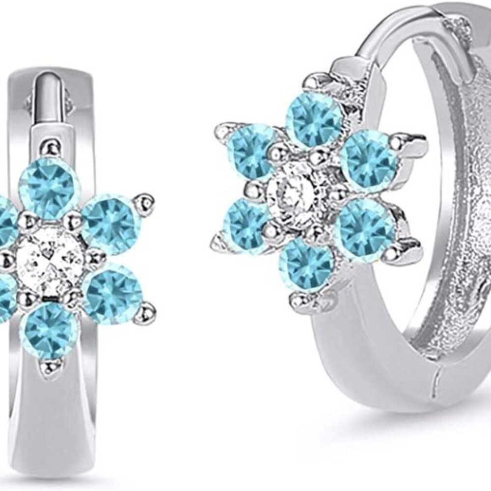 New Sterling Silver flower Hoop Earrings